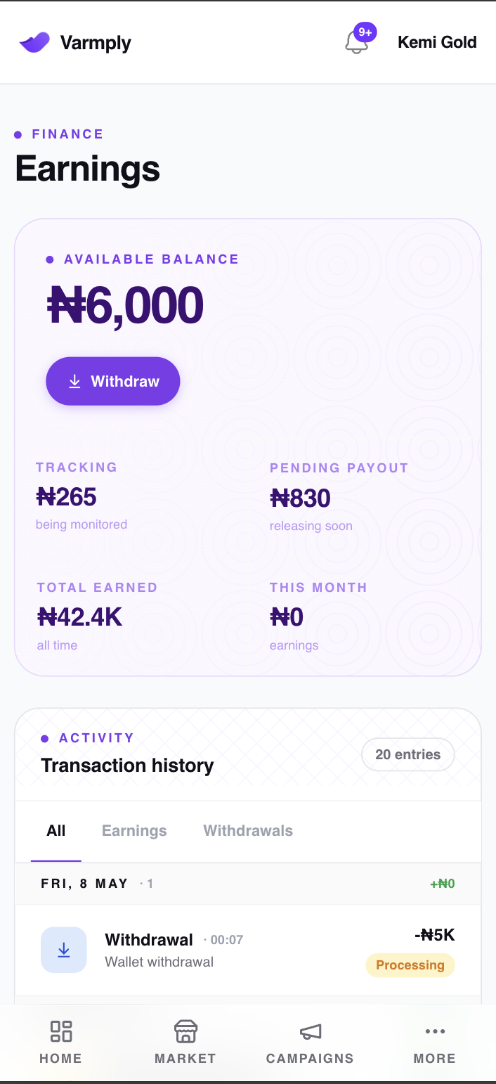 Result-backed earnings