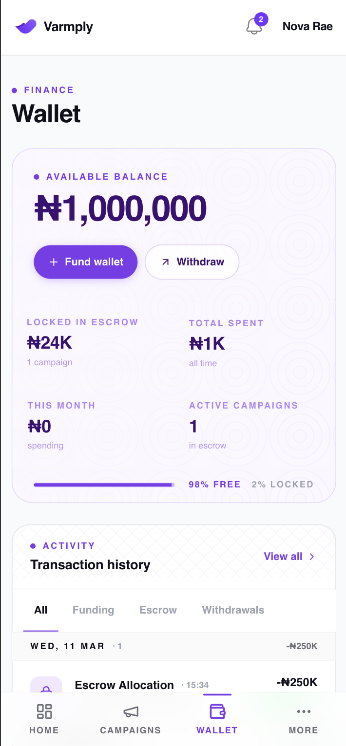 Activate with escrow